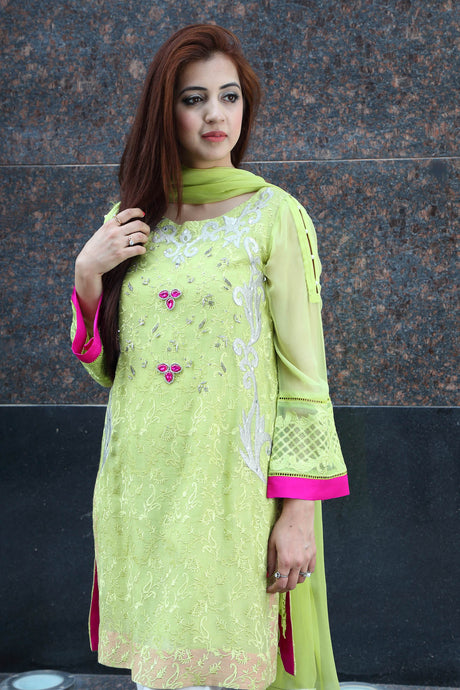 Embroidered Cotton Net Shirt